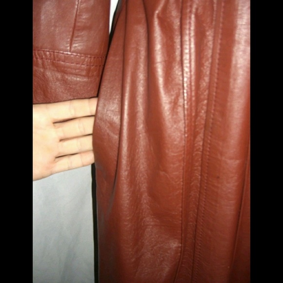 Vintage Youthcraft Oxblood Leather Trench Coat M - Picture 5 of 8